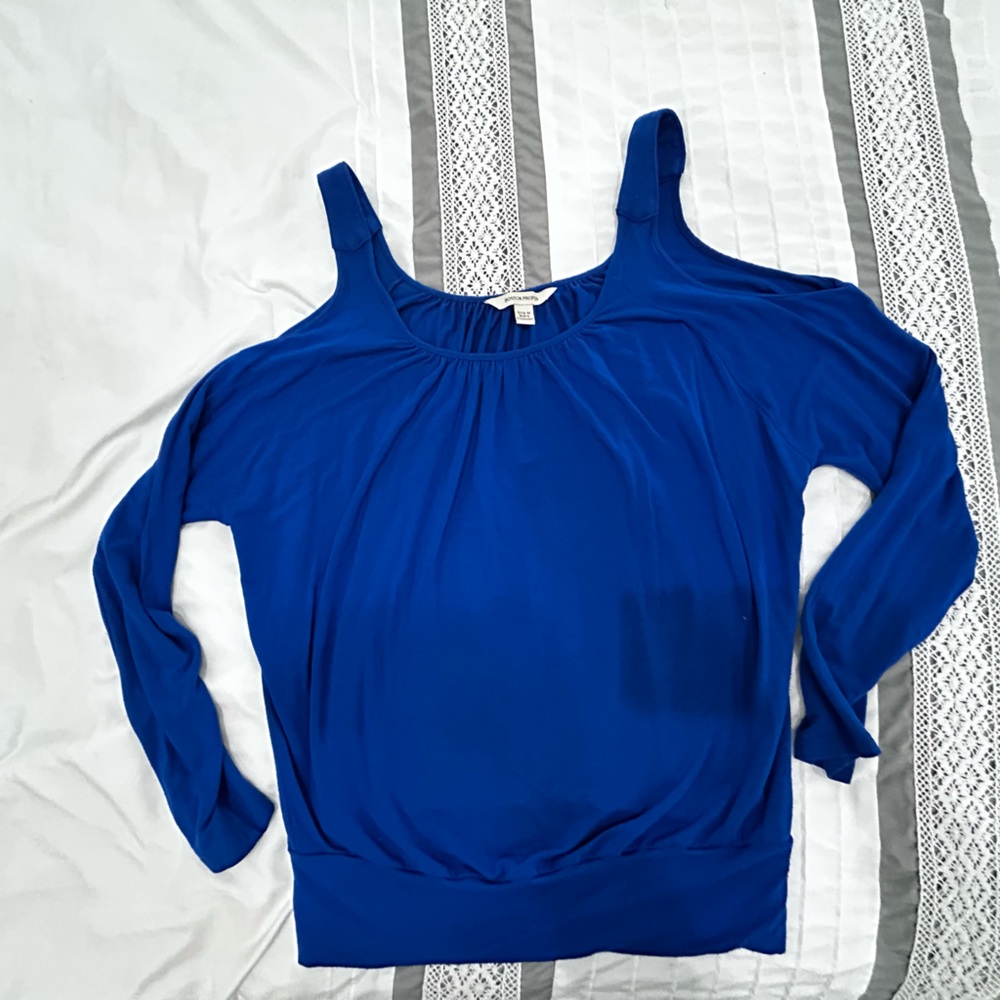 Boston Proper Royal Blue Cold Shoulder Top